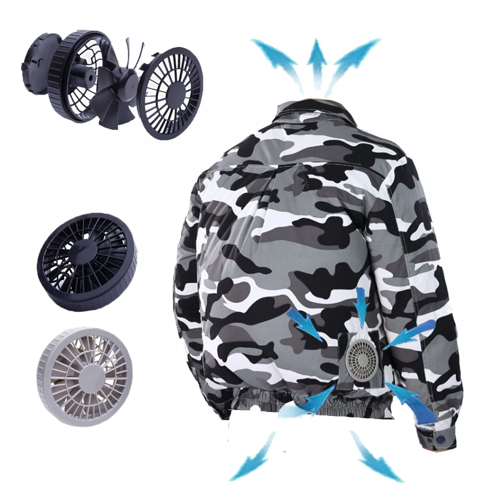 

Casual Camouflage 5V Battery Power USB Fan Cooling Jacket with Detachable Fans, Camo grey