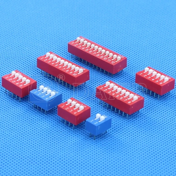Red/Blue 1~12 Position Plastic Piano Type DP SERIES Dip Switch Remote Control