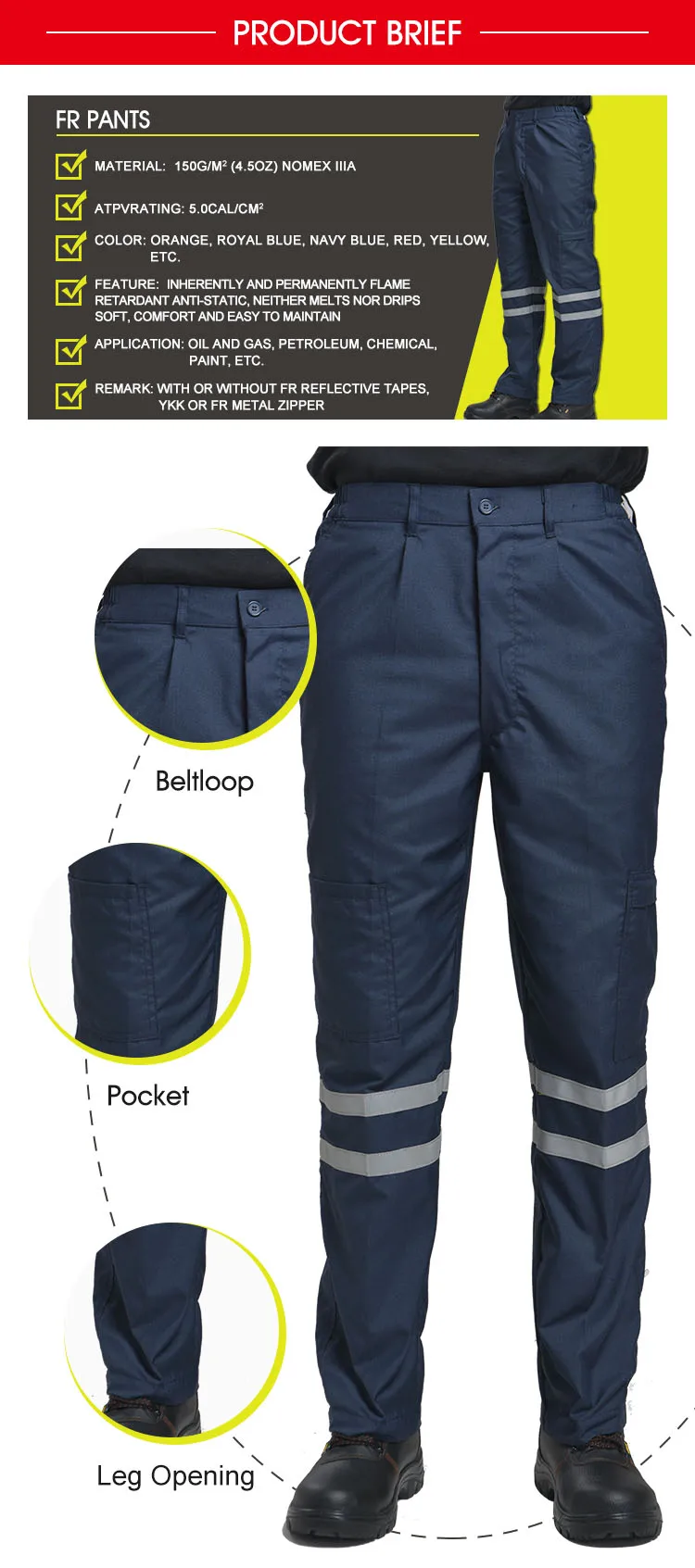 High Performance Navy Blue Flame Retardant Fireproof Trousers - Buy ...