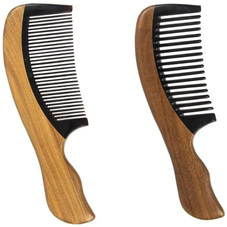 

Custom Logo Green Sandalwood Scalp Massage Anti-static Hair Straightener Wooden Comb