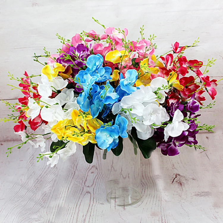 

SPR Cheap 5 branches orchid artificial flower bouquet 6 colors available wedding decorative flowers factory wholesale
