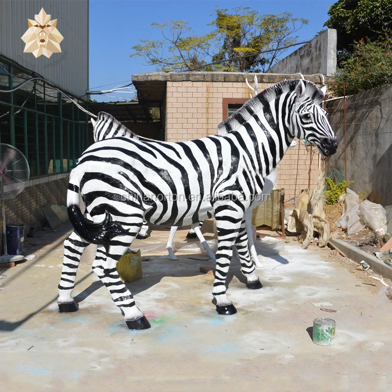 Park Forest Ornaments Life Size Fiberglass Resin Zebra Sculpture Animal