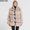 Hot Sale High Quality Overcoat Real Fox Fur Coat Five Sections Jacket for Winter