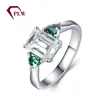 New design emerald cut 3 moissanite stones forever one 18k engagement ring