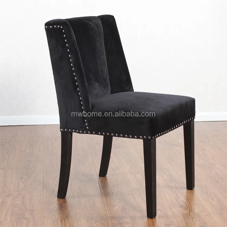High Quality Black Velvet Ring Back Wood Dining Room Chair Buy Black
