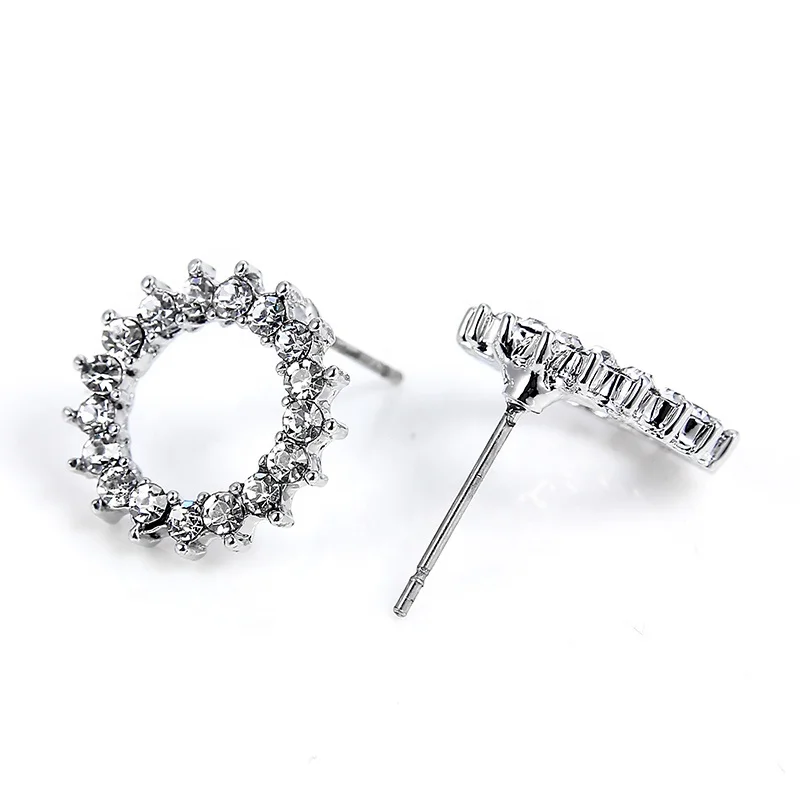 

Fashion girls earrings jewelry alloy silver plated Claw Setting CZ rhinestone Stud earring, Silver color