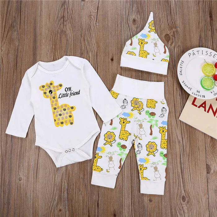 Giraffe print baby romper clothing,cotton baby clothes set ,baby romper for baby