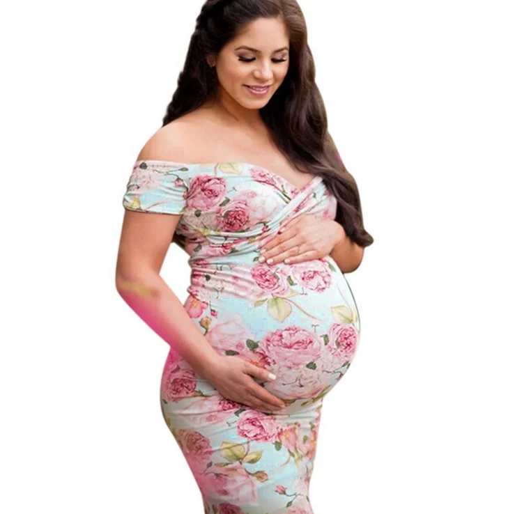 

Maternity Clothing Clothes Floral Gown Dresses For Photography Sexy Pregnancy Pregnant Maternity Photo Shoot Dresses Clothes, As pictures