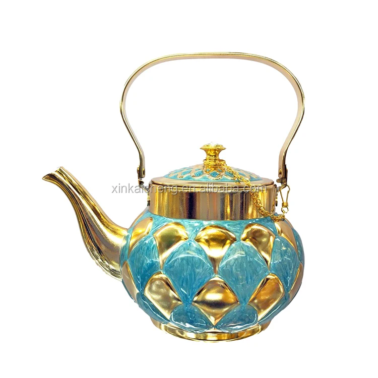 

Hot Sale peacock's tail pattern stainless steel Tea pot meta lid and handle tea and coffee pot in set packing 1.2L+1.6L+2.0L, Customized color