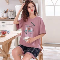 

New high quality one set cute nighty Wholesale Chinese short Sleeve Women Pajamas