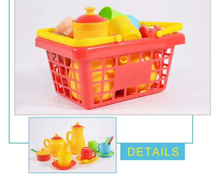 toy tea set with basket