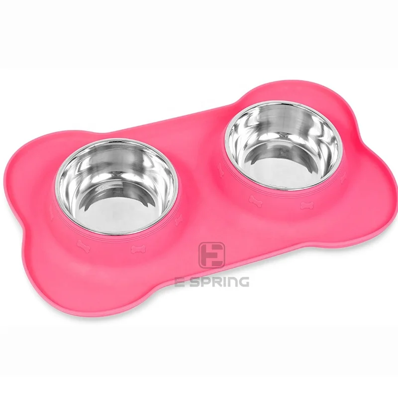

Pet like Dog & Cat Bowl Stainless Steel Pet Bowls with Non-skid Silicone Pet Food Mat Set of 2 Bowls, Customized