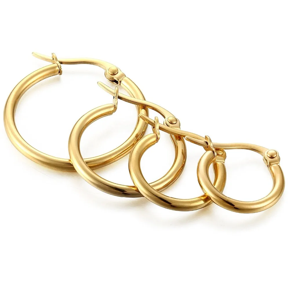 

18k gold Stainless Steel Hoop Earrings wire Women Earrings 15-80mm