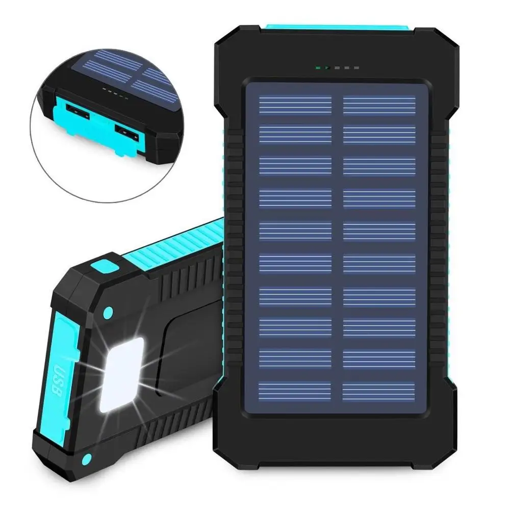 

Outdoors 10000mAh Solar Power Bank with LED light for All Mobile Phone, Power Bank
