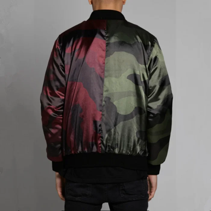 Half Color Camo All Over Slim Bomber Varsity Jacket With Custom Service