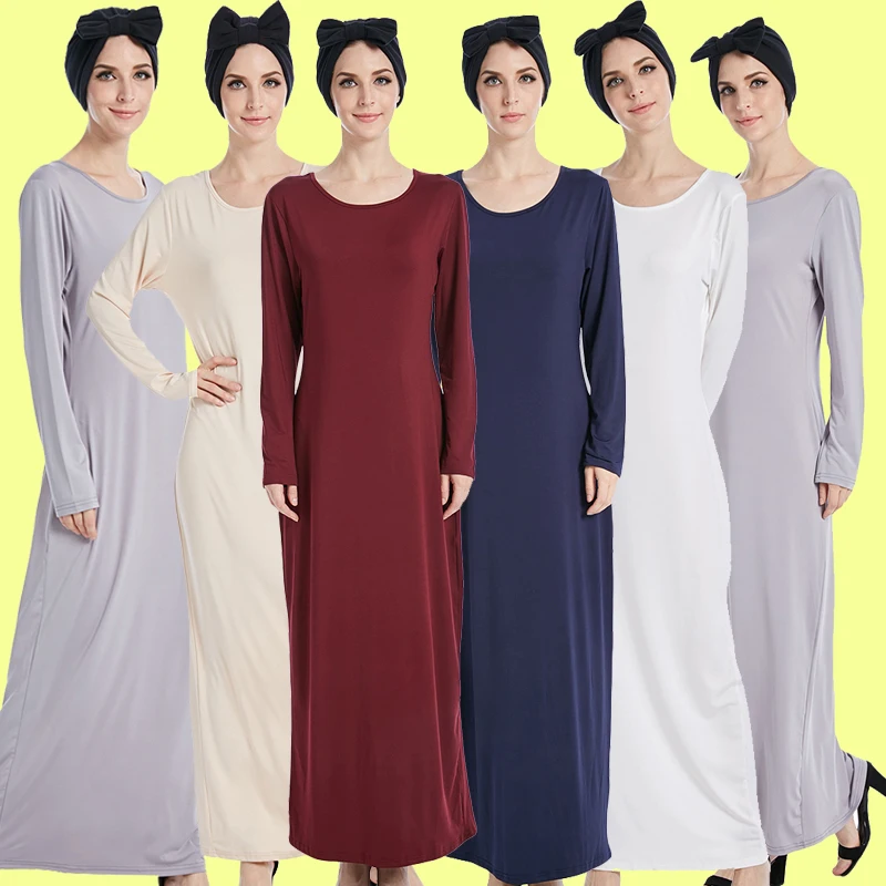 

Factory New arrival soft cotton jersey islamic bottom wear dress muslim women maxi abaya dress, 6colors
