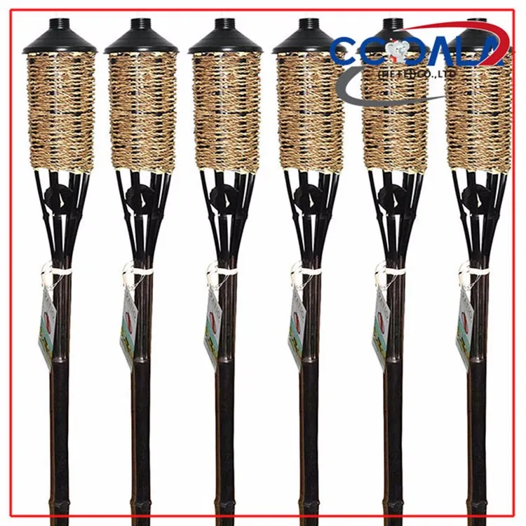 Tall Bamboo Tiki Torches - With Caps Extra Long Bamboo Torches Angled ...