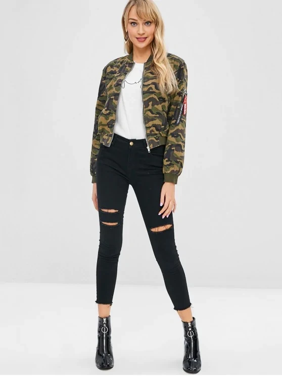 women's camouflage bomber jackets