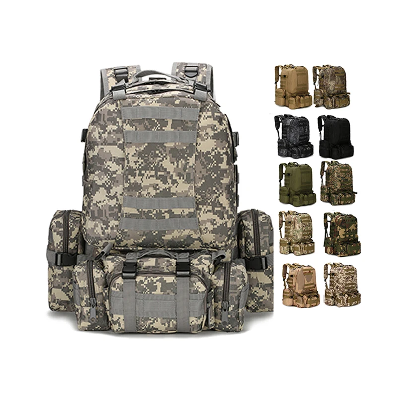 

Mountain Climbing 55L Large Capacity Assault Combined Bags 4 IN 1 Tactical Military Backpack With 3 MOLLE Bags, 16 colors