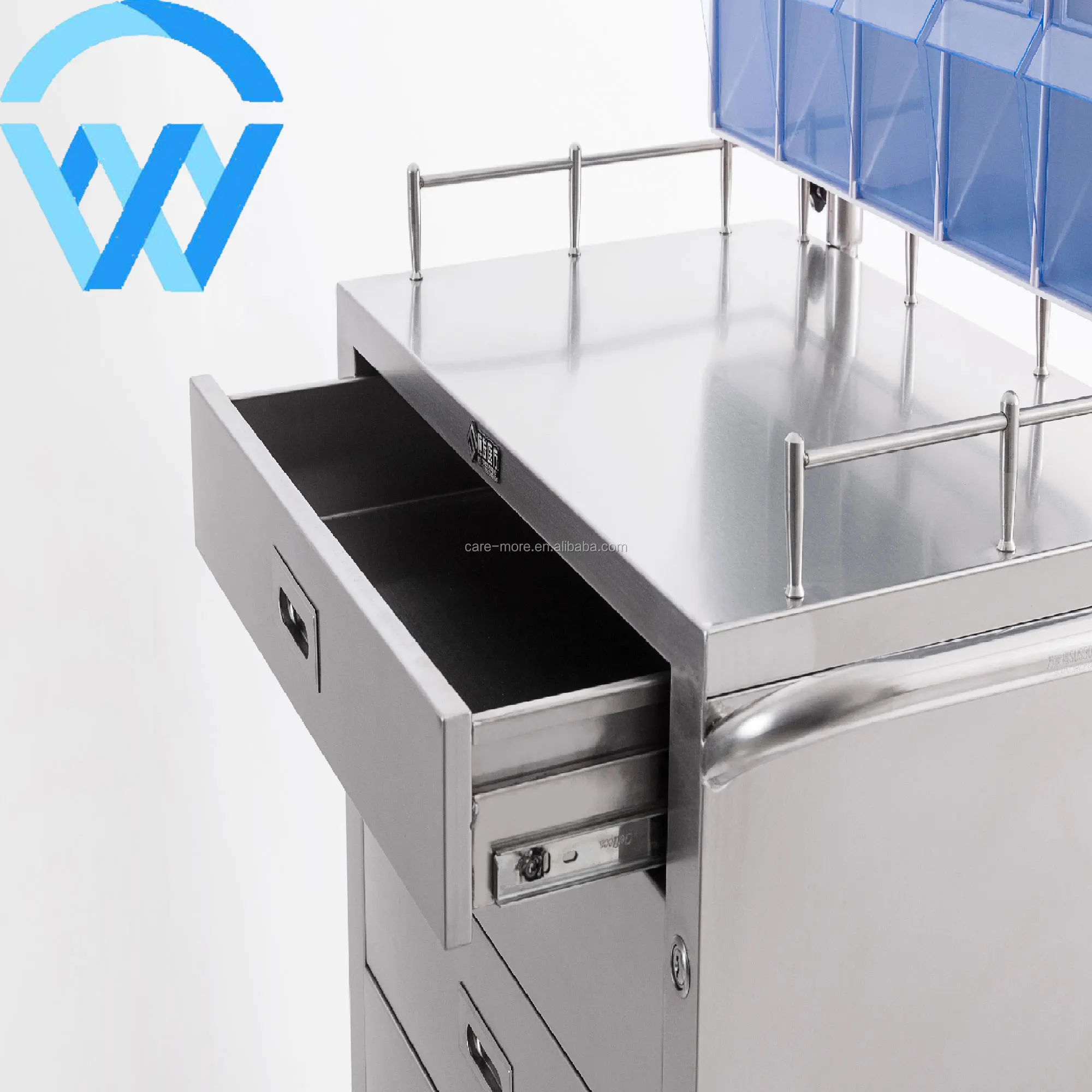 2018 Hot Selling Hospital Use Stainless Steel Medical Cart Nuring Anesthesia Trolley with Five Drawers