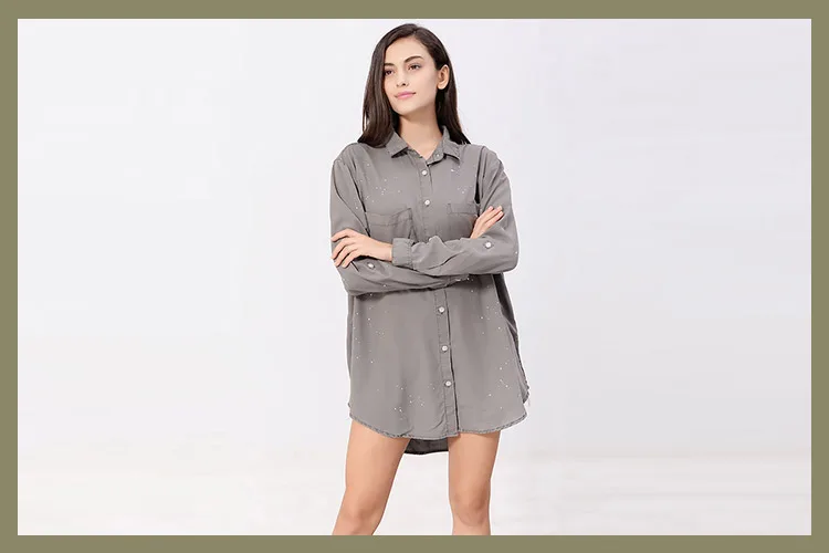 Wholesale top quality professional garment dyed  tencel blouse latest  designs