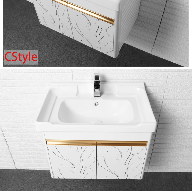 Design Wood Ceramics Wash Basin Bathroom Cabinet