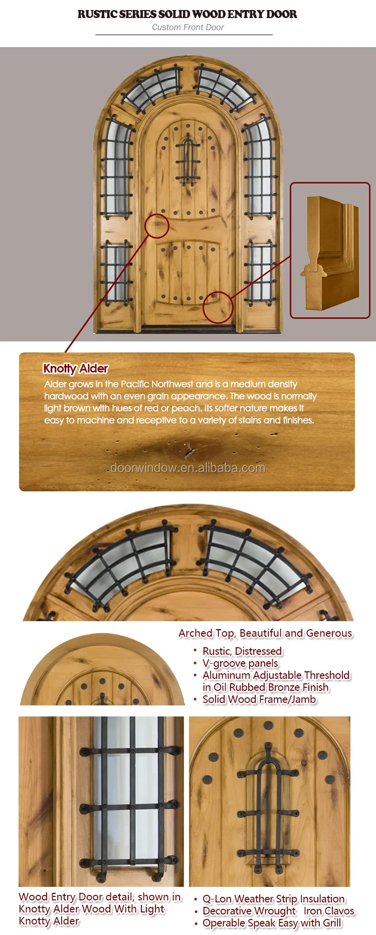 Special shape side lites wooden door for entry