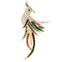 

X1808284 xuping 14k gold plated animal bird parrot fashion brooch, luxury imitative crystal colored rhinestone brooch pins
