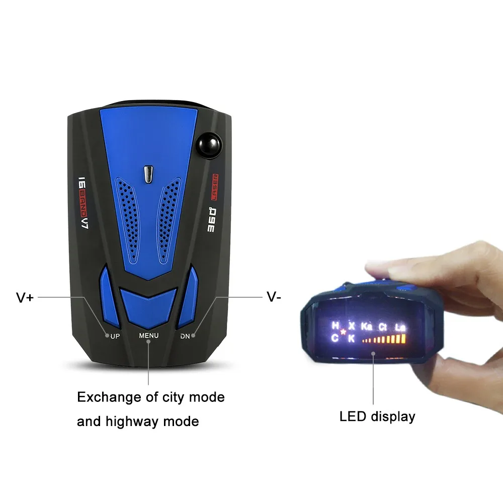 Car Radar Detector V7 16 Band 360 Degree Carstyling Cardetector Voice