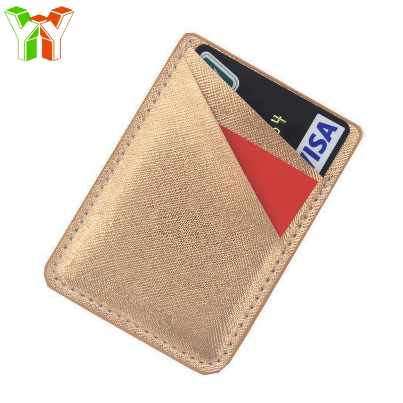 

New Style Adhesive Glitter PU Card Holder Pocket Stick on Cell Phone, Customized