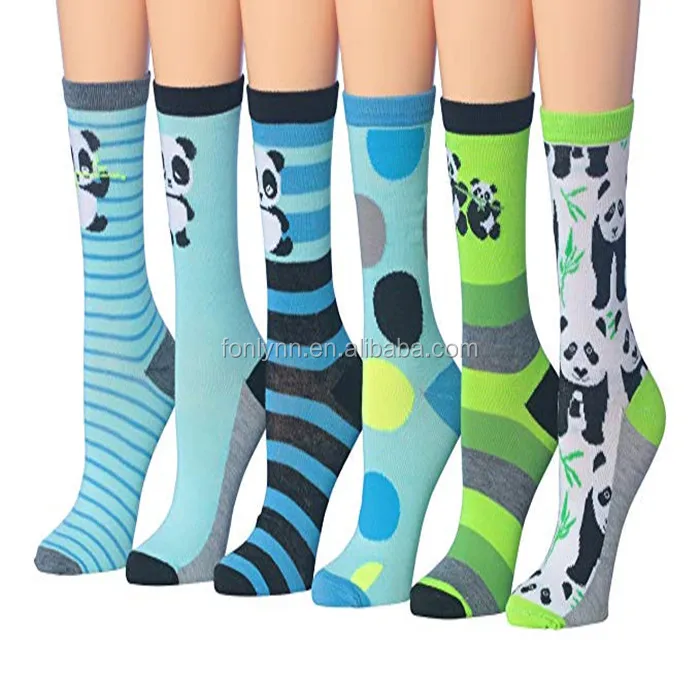 Women's dresses knitted cartoon character panda cat socks