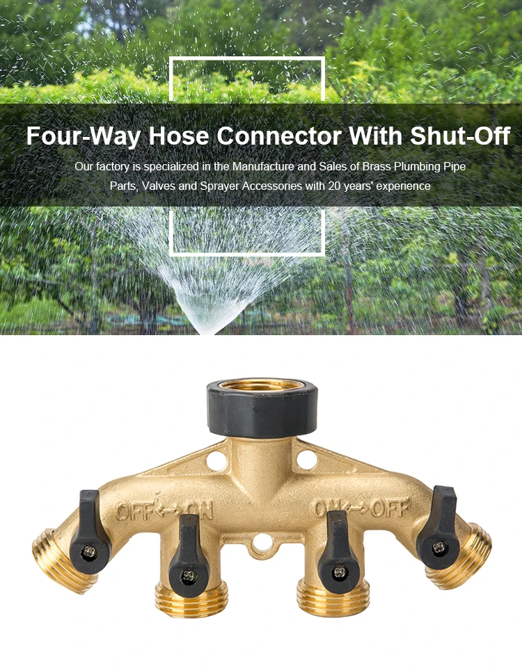 Garden 4 way tap tube hose pipe connector splitter