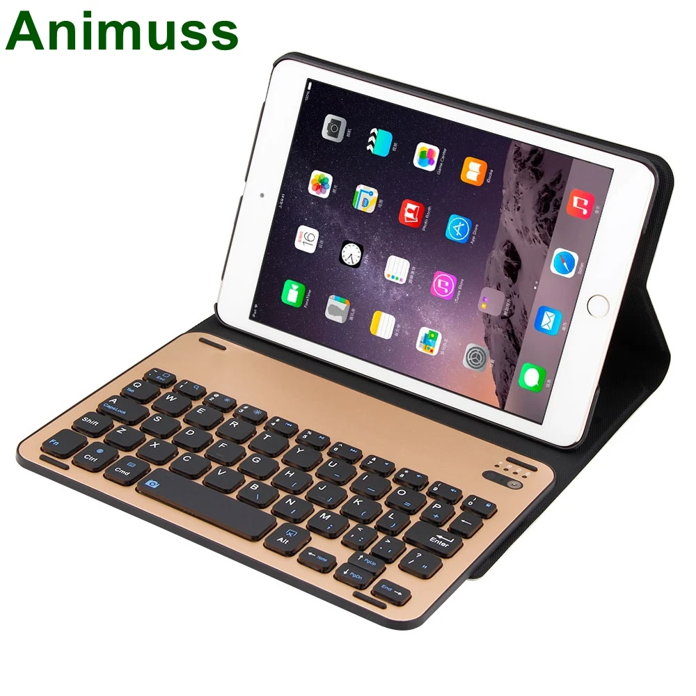 

Ultrathin leather case cover wireless keyboard for iPad mini 4 1/2/3, Silver,golden