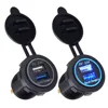 For car motorcycle ATV Boat+ QC 3.0 +2.4A dual port USB charger with cable