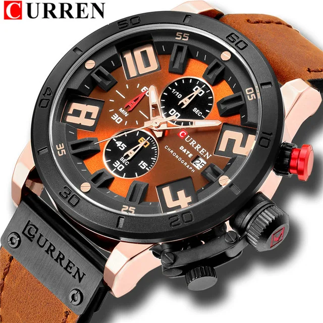 

CURREN 8312 New Luxury Men Watch Fashion Business Quartz Wristwatch Leather Waterproof Watches Men Wrist Relogio Masculino, 5-color