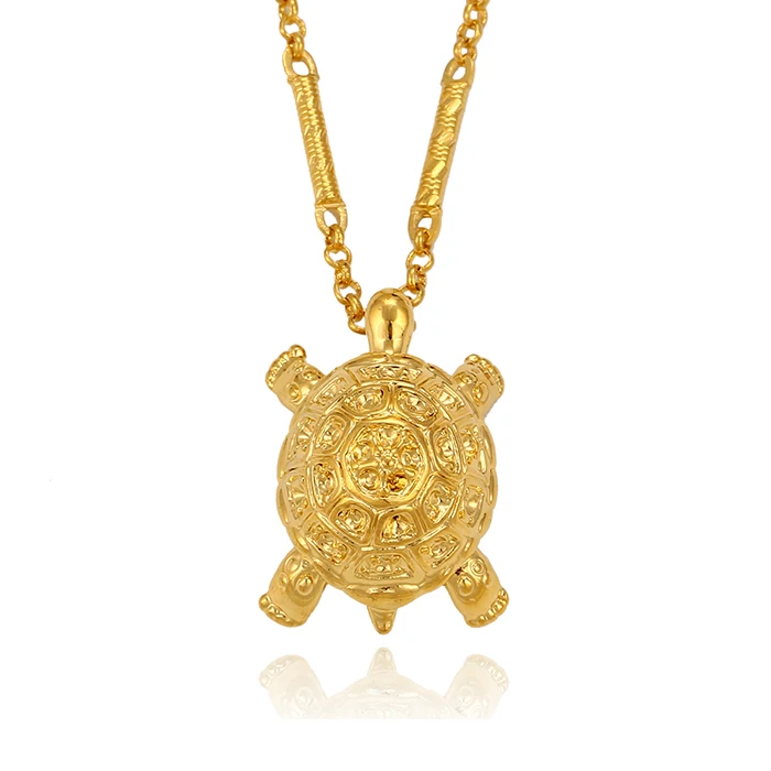 

32172 simple designs 24k gold tortoise pendant for women necklace jewelry
