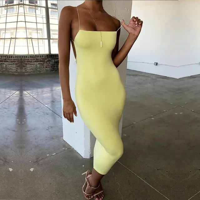 

2019 explosion models summer new European and American sexy women's dress bodycon halter sling bag hip dresses Y11967