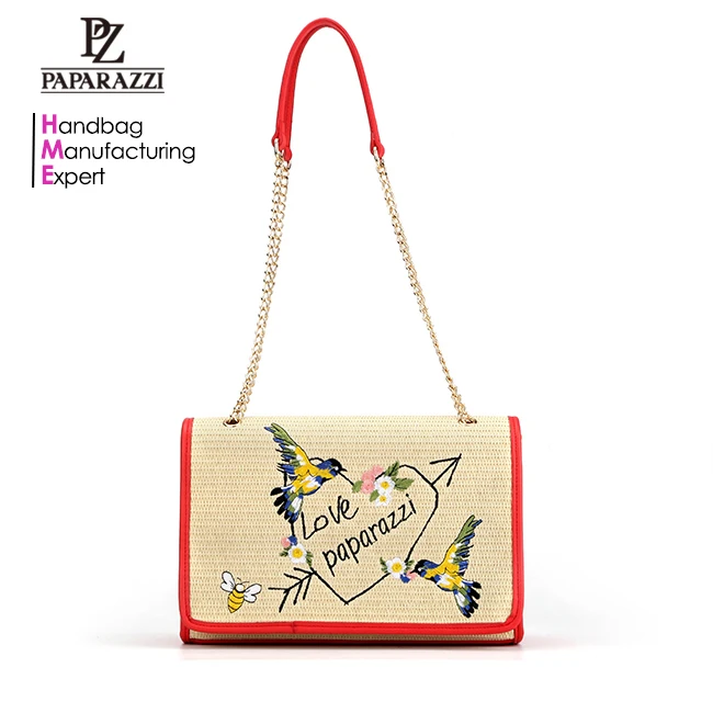 

6554 - 2019 New arrivals fashion design straw bag lady handbag Paparazzi design, As picture, various colors available