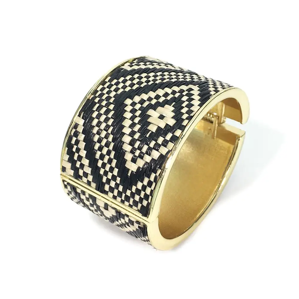 HANSIDON Boho Statement Hand Cuff Bangles For Women Unique Big Bracelets Golden Tone Ethnic Jewelry Accessories Wholesale, Gold