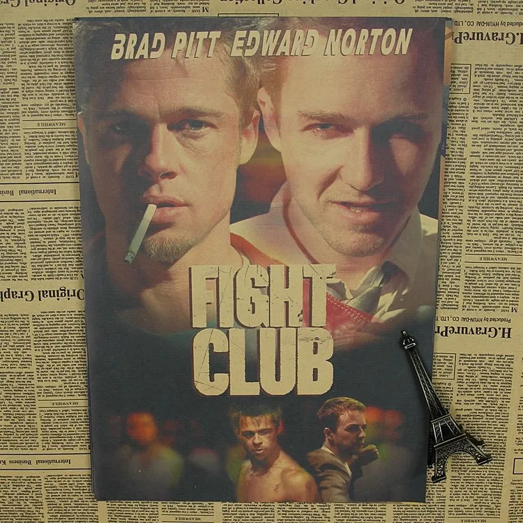 Fight club Movie Brad Pitt Edward Harrison Norton Vintage Paper Posters ...