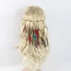 Handmade Bohemia Peasant Gypsy Hippie Feathers Braided Beaded Stretch Head Wrap Hair Head Band