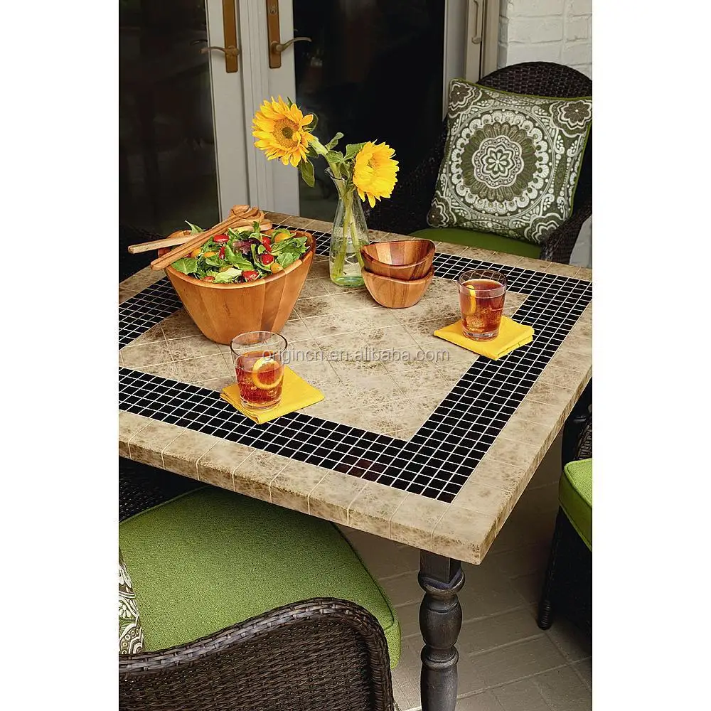 Stone Granite Top Square Table With 4 Rattan Dining Chairs Rooms To Go