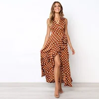 

Women's Casual Polka Dot Sleeveless Summer Slim Irregular Ladies Cotton Dress plus size dress