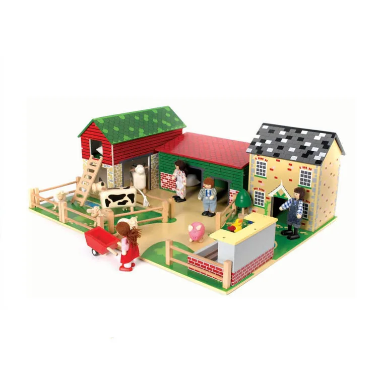 Factory Supplier Wooden Children Educational Farm Animal House Toy For