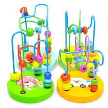 Children Kids Baby Colorful Wooden Mini Around Beads Educational Toy