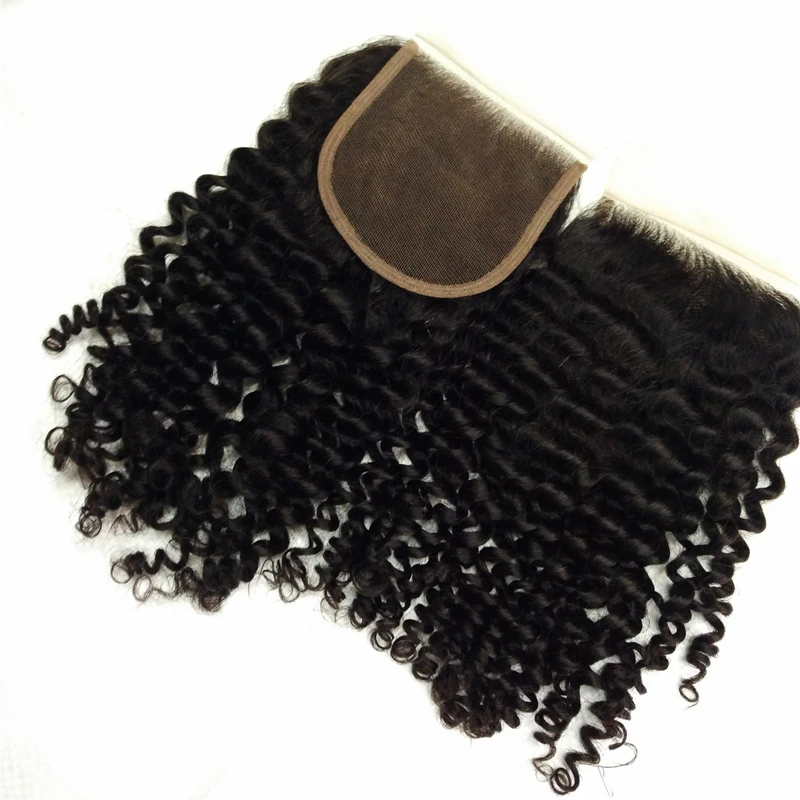 

unprocessed virgin hair afro kinky curly tie curl deep curly Brazilian human hair 4X4 free part swiss lace hair top closure