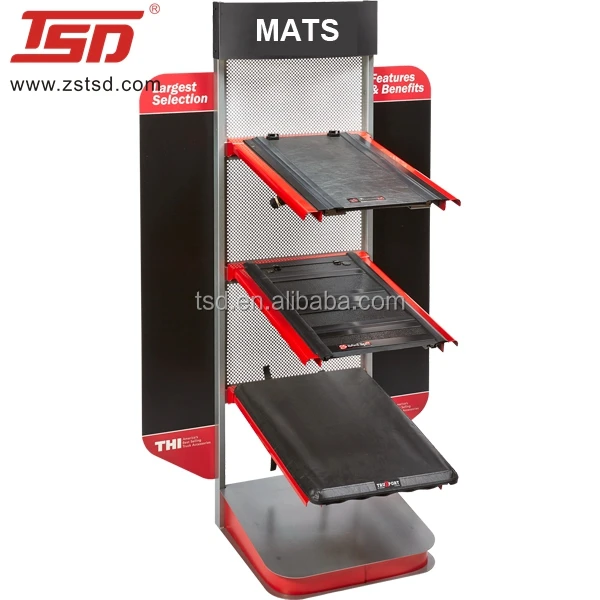 Custom Store Floor Standing Wooden Carpet Roll Rug Door Car Mat Display