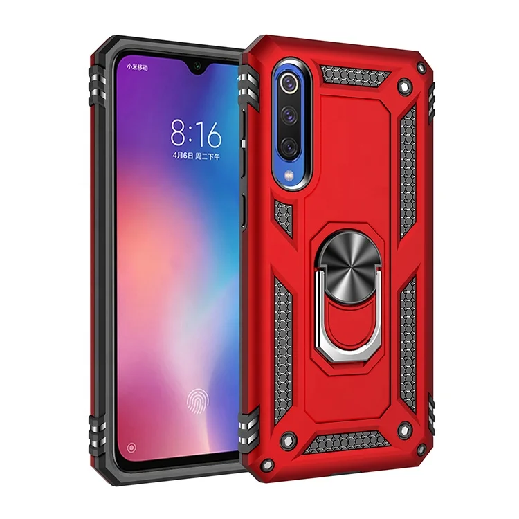 

Anti Shock Dual Layer 360 Degree Rotating Metal Ring Phone Case For Xiaomi mi 9se Thin Phone Cases Cover, Multi colors