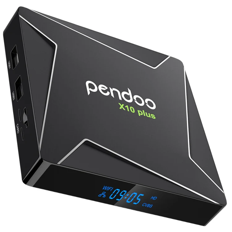 

Android hd video wifi tv box pendoo X10 plus S905X2 4g 32g KD player tv box android 9.0 smart set top box for moving, Balck