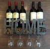 Wall Mounted Metal Wine Rack 4 Long Stem Glass Holder Wine Cork Storage